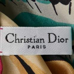 Pre Owned Dior Turquoise Blue/Pink Printed Silk Scarf