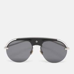 Pre Owned Dior Black Silver Tone Metal CSA2K Dio(r)evolution Round Sunglasses