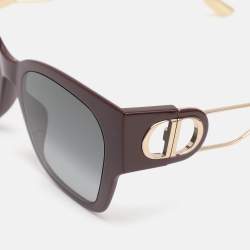 Pre Owned Dior Burgundy/Black Gradient Acetate and Gold Tone Metal LHF1I 30montaigne 1 Square Sunglasses