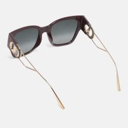 Pre Owned Dior Burgundy/Black Gradient Acetate and Gold Tone Metal LHF1I 30montaigne 1 Square Sunglasses