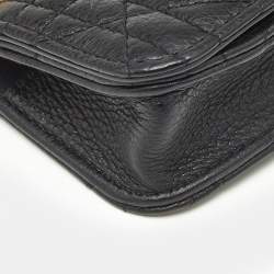Pre Owned Dior Black Cannage Leather Caro Airpods Case with Chain