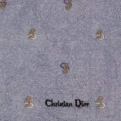 Pre Owned Dior Vintage Lilac Paisley Print Cotton Blend Bandana/Handkerchief