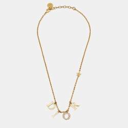 Pre Owned Dior Dio(r)evolution Crystals Gold Tone Necklace