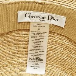 Pre Owned Christian Dior Beige Straw Small Brim Dioresort Hat Size 57