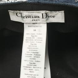 Pre Owned Christian Dior Blue Denim Veil Detail Arty Cap Size 58