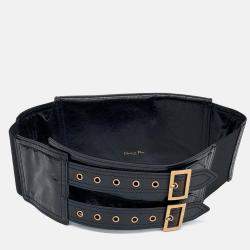 Pre Owned Dior Black Leather Saddle Belt
