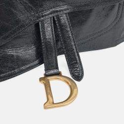 Pre Owned Dior Black Leather Saddle Belt