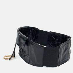 Pre Owned Dior Black Leather Saddle Belt