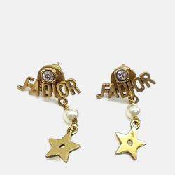 Pre Owned Dior Gold Plated JaDior Earrings