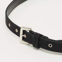 Pre Owned Dior Black Fabric Slim Buckle Belt