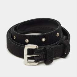 Pre Owned Dior Black Fabric Slim Buckle Belt