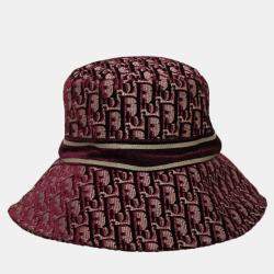 Pre Owned Dior Red Oblique Velvet Bucket Hat
