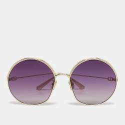 Pre Owned Dior Purple/Gold Tone Everdior R1U Round Sunglasses