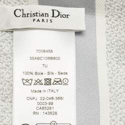 Pre Owned وشاح كريستيان ديور ميتزاه حرير طباعة زهور رمادية