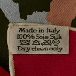 مملوكة مسبقًا Christian Dior Pink/Green Printed Silk Scarf 