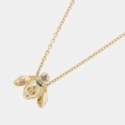 Pre Owned Dior Rose Dior Pre Quattro Collection Bee Diamond Necklace 18K Yellow Gold
