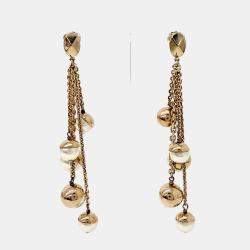 Pre Owned أقراط ديور لؤلؤ مغطاة بالذهب