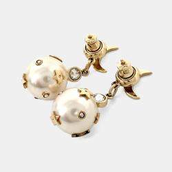 Pre Owned Dior Gold Tone Pearl Earrings