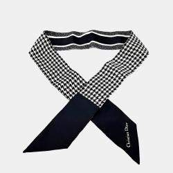 مملوكة مسبقًا وشاح ديور ميتزاه حرير أسود/أبيض