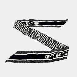 مملوكة مسبقًا وشاح ديور ميتزاه حرير أسود/أبيض