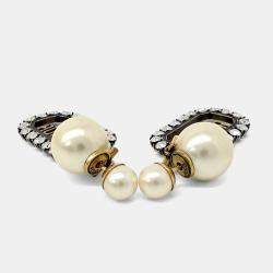 Pre Owned Dior Gold Tone Pearl Tribal Earrings