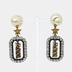 Pre Owned Dior Gold Tone Pearl Tribal Earrings