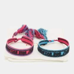 Pre Owned Dior Blue & Pink J'Adior Friendship Bracelets Set of 2