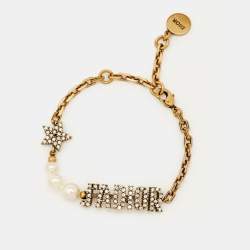 مملوكة مسبقًا سوار ديور جادور لؤلؤ صناعي كريستال لون ذهبي