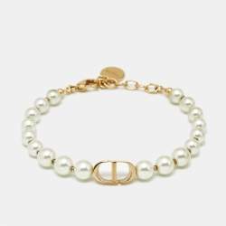 Pre Owned سوار ديور دلاية سي دي لؤلؤ صناعي ومعدن ذهبي اللون 30 مونتين