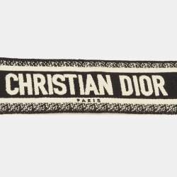 Pre Owned Dior Black/White Logo Canvas and Leather Bag Shoulder Strap