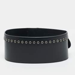 Pre Owned حزام ديور واسع جلد أسود السرج 80 سم