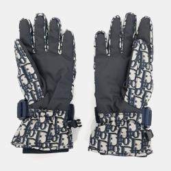 مملوكة مسبقًا Dior Navy Blue Polyester Oblique Ski Gloves