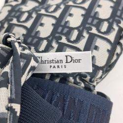 مملوكة مسبقًا Dior Navy Blue Polyester Oblique Ski Gloves