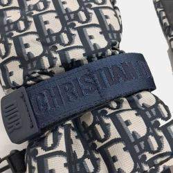 مملوكة مسبقًا Dior Navy Blue Polyester Oblique Ski Gloves
