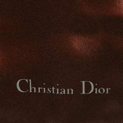 مملوكة مسبقًا وشاح ديور ساتان مطبوع بني/أزرق مربع