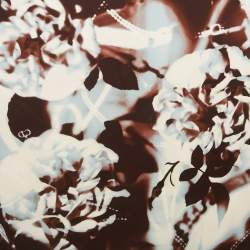 مملوكة مسبقًا وشاح ديور ساتان مطبوع بني/أزرق مربع