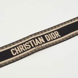 مملوكة مسبقًا حزام حقيبة ديور سوداء/أوف وايت مطرزة قماش وجلد الكتف