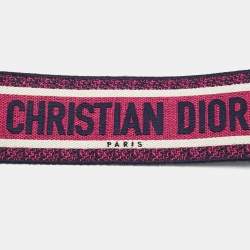 مملوكة مسبقًا Dior Embroidered Logo Bag Shoulder Strap Pink/Navy Blue Canvas