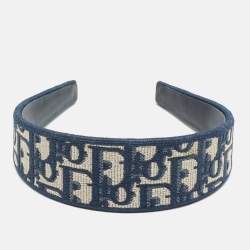 Pre Owned Dior Navy Blue Oblique Canvas Headband