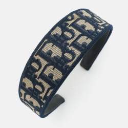 Pre Owned Dior Navy Blue Oblique Canvas Headband