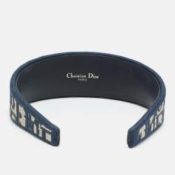 Pre Owned Dior Navy Blue Oblique Canvas Headband