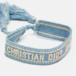 Pre Owned مجموعة من سوارين ديور بلو بلاسيد/بينك كريستيان ديور دبي مطرز قماش منسوج