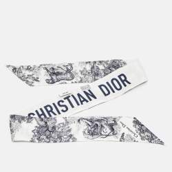 مملوكة مسبقًا Dior Blue/White Toile de Jouy Silk Mitzah Scarf