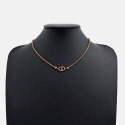 Pre Owned قلادة ديور مطلية بالذهب الوردي