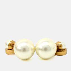 Pre Owned أقراط ديور متقابلة معدنية مطلية