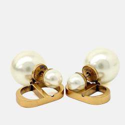 Pre Owned أقراط ديور متقابلة معدنية مطلية