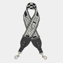 مملوكة مسبقًا Dior Bag Shoulder Strap Black/White Embroidered Canvas and Leather