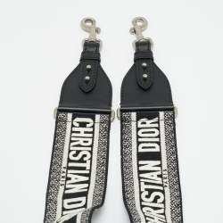 مملوكة مسبقًا Dior Bag Shoulder Strap Black/White Embroidered Canvas and Leather