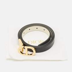 مملوكة مسبقًا Dior CD Reversible Buckle Belt Black/White Leather