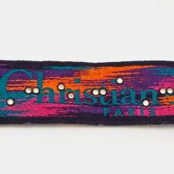 Pre Owned Dior Multicolor Embroidered Canvas and Leather Embellished Bag Shoulder Strap